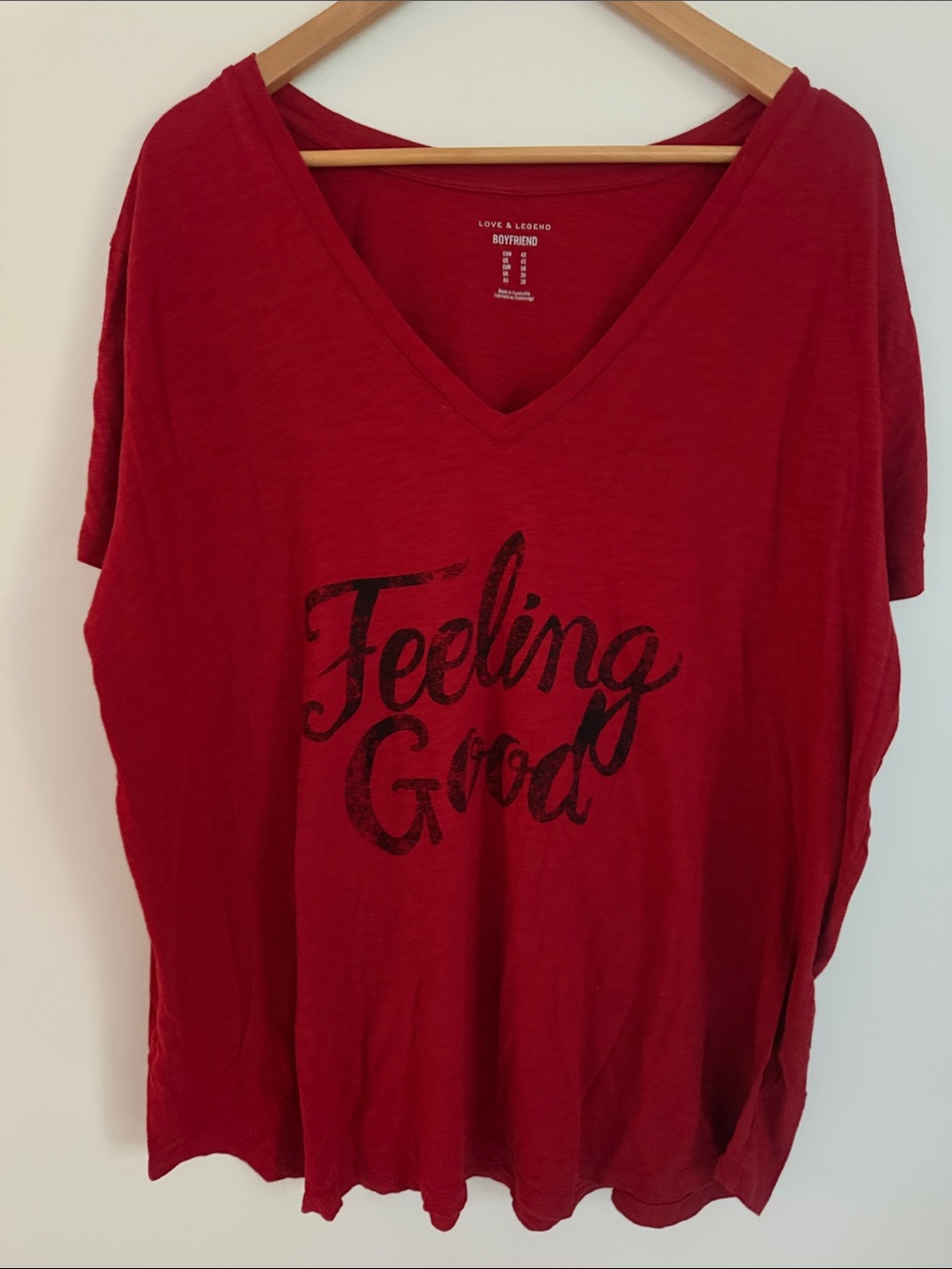 Love & Legend Boyfriend Women Red Short Sleeve Pullover T-Shirt Size 4X